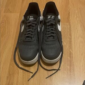 Nike Grey and White Air Force 1 Sneakers